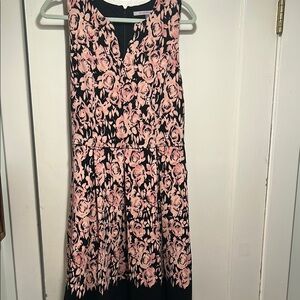 Floral Pink and Black Sleeveless Dress